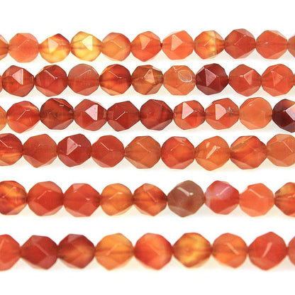 MJDCB Best Sellers Natural Stone Beads Faceted Polygon Red Agate Crystal Energy Stone Healing Power for Jewelry Making(8mm)