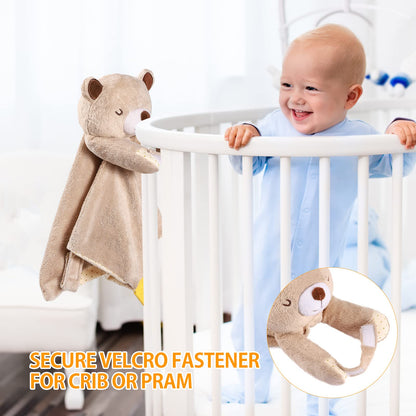 BEREST Rechargeable Baby Cry Sensor Sleep Soother Heartbeat Bear Lovey Blanket Comforter Toy, Help Newborns Go to Sleep Faster & Stay Asleep Longer, Great Nursery Decor Infants Shower Gifts