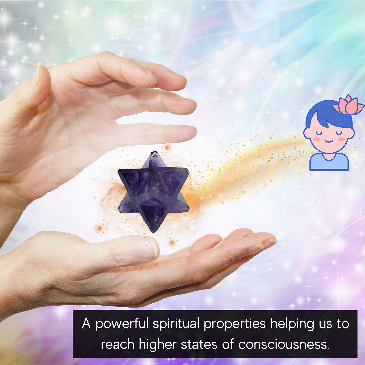 Amazing Gemstone Amethyst Merkaba Crystal - 1 Inches Metaphysical Merkaba Star for Meditation - Energetic Tetrahedron Crystal and Healing Stones for Spiritual Growth and Healing (20-25mm)