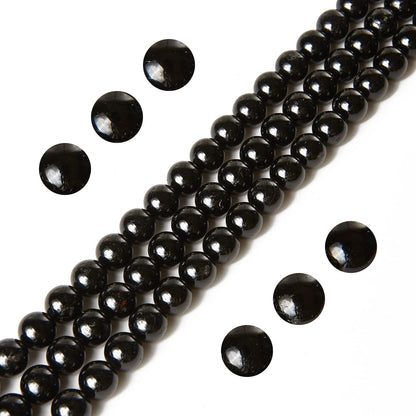 60pcs 6mm Black Tourmaline Beads Natural Gemstone Beads Round Loose Beads for Jewelry Making