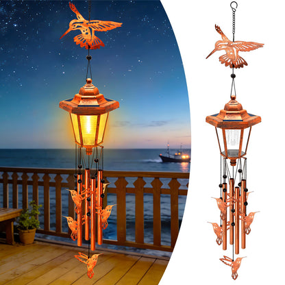 Hummingbird Solar Wind Chimes for Outside, Birthday Gifts for Mom Women Grandma Mother's Day Memorial, 34-Inch Windchimes with Wind Spinner, Outdoor Hanging Solar Lights Waterproof Yard Garden Decor