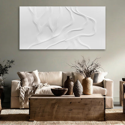 ZUNARE Minimalist White Abstract Wall Art, Hand Painted Textured Canvas with Soft Organic Relief, Modern Neutral Wall Decor for Living Room or Bedroom 24×48 Inch
