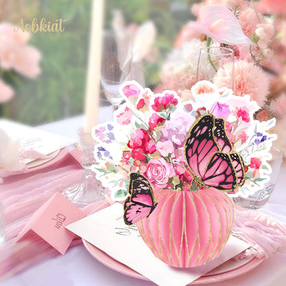 AOBKIAT Women Birthday Decorations Party Centerpieces,Large Size Table Centerpieces with Glitter Edge,Pink Purple Cardboard Honeycomb Base for Mother Day,Baby/Bridal Shower,Wedding,Gradient Vase