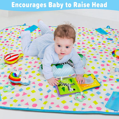 Dr.Rapeti Baby Play Gym Mat Animal Planet with Ball Pit Activity Gym Center Tummy Time Mat Thickened Mat Sensory Exploration Motor Skill Development for Newborn Infant Baby Toddler for 0+