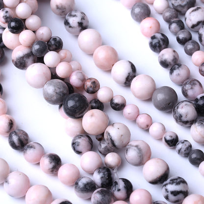 45PCS 8MM Natural Pink Zebra Jaspers Beads Round Loose Stone Beads for Jewelry Making DIY Energy Stone Healing Power Bracelet 15"