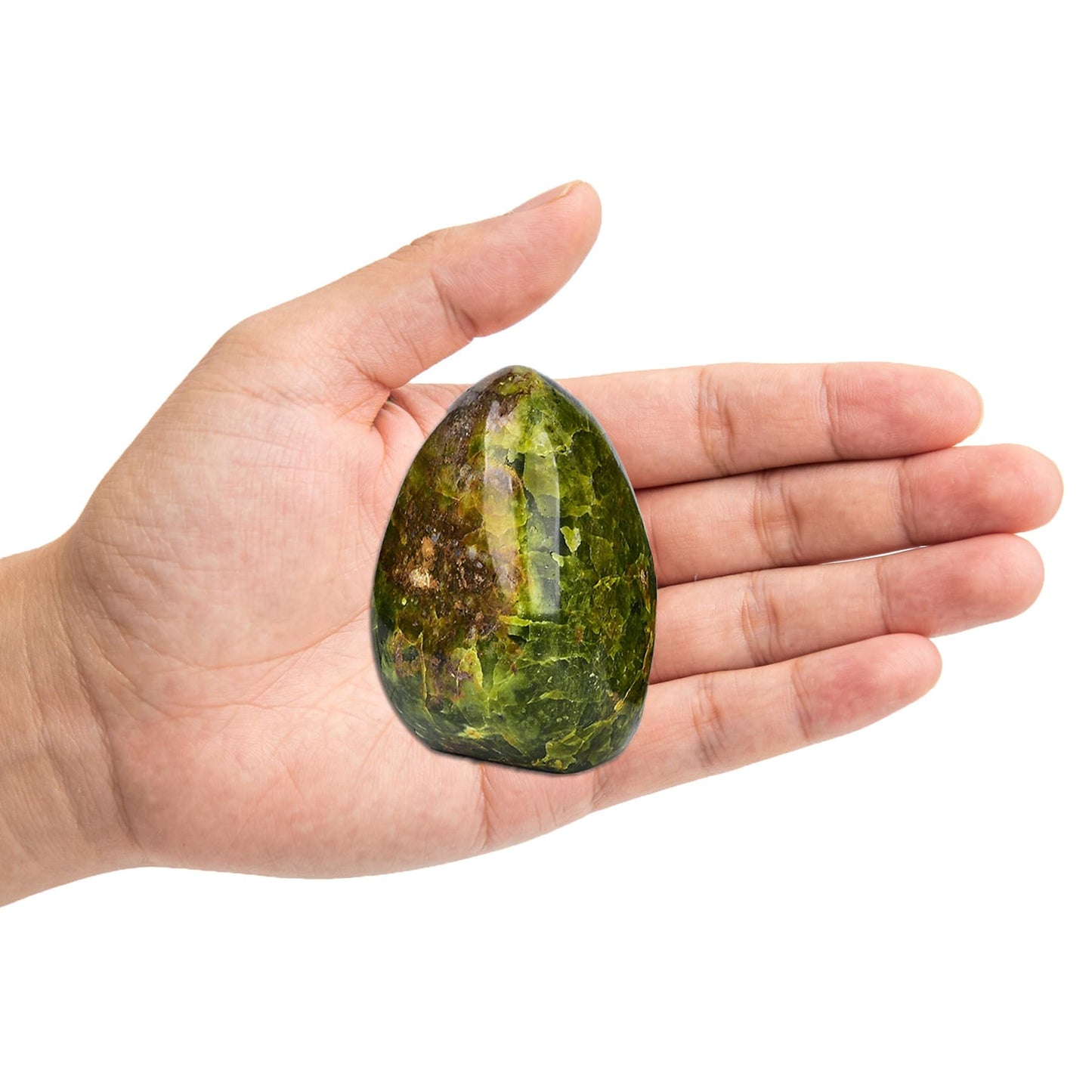 AMOYSTONE Natural Green Opal Polished Worry Stone for Anxiety Relief - Handheld Healing Crystal Reiki Gemstone, Pocket Size Decorative Stone (Mini 0.3~0.5 LBS)