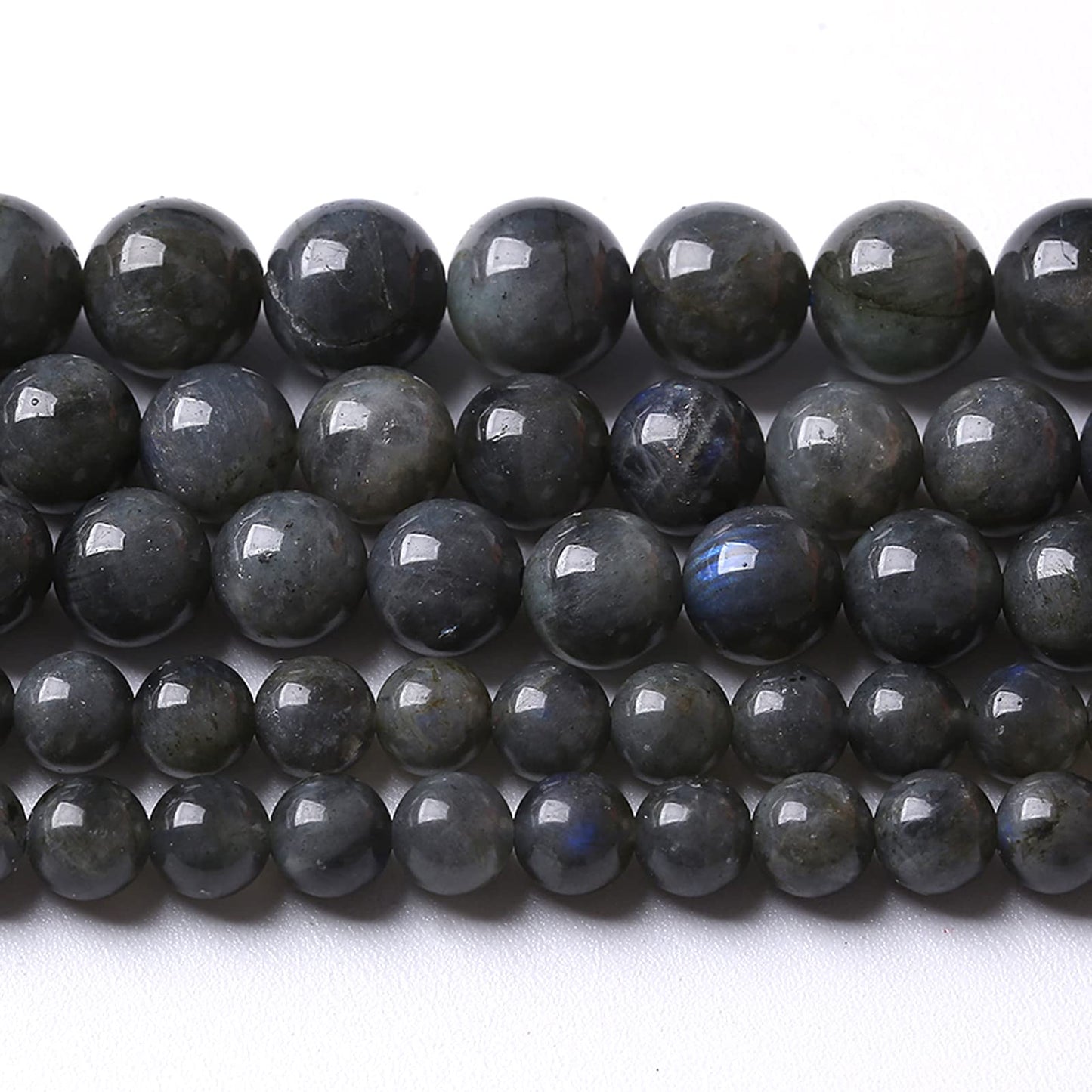 8MM 46PCS Natural Stone Black Labradorite Beads Crystal Loose Beads for Jewelry Making DIY Bracelet