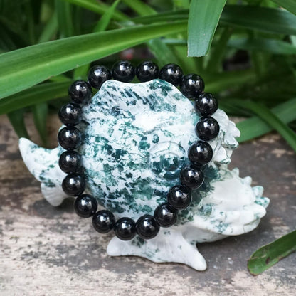 8MM Black Tourmaline Bracelet, 3A Grade Natural Chakra Crystal Jewelry | Birthstone of October, Fit 6.5" Wrist Size, Bring Luck, Peace & Love, Feng Shui Gift for Friends Familys