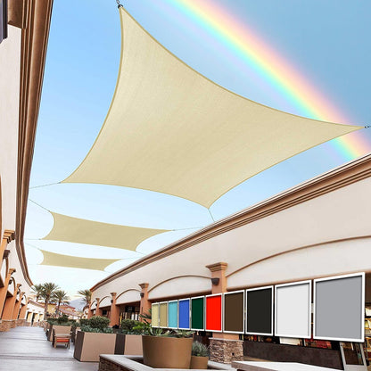 Royal Shade 16' x 16' Beige Square Sun Shade Sail Canopy Outdoor Patio Fabric Screen Awning RTAPS16 - UPF50+ 95% UV Blockage, Heavy Duty, Water & Air Permeable (We Make Custom Size)