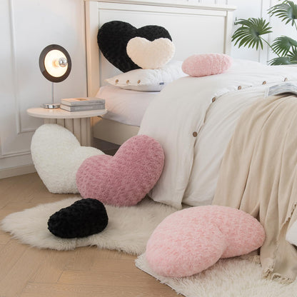 ZCNYCLAM Heart Pillow, Soft Heart Shaped Pillow with Room Decorative Throw Pillows for Bed Couch Chair Sofa, Heart Shaped Cute Throw Pillow Cushion for Bedroom Living Room (Black, Mini 12.9" x 9.8")