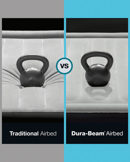 Intex 64758E Dura-Beam Standard Downy Air Mattress: Fiber-Tech, Full Size, 10in Bed Height, 600lb Weight Capacity, Pump Sold Separately
