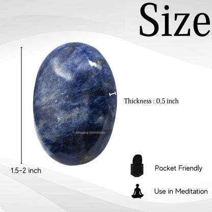 Amazing Gemstone Sodalite Crystals and Healing Stones - Large Palm Stone Crystals Piedra - Crystal for Good Luck, Balanced Positive Energy, Meditation - Unique Stocking Stuffers Gifts for Women, Men
