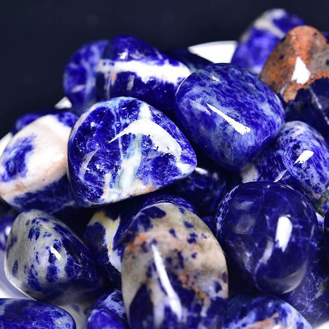 Sodalite Healing Crystal Stones, 1.25-2.0" Large Reiki Healing Gemstones Natural Tumbled Polished Stones for Energy Witchcraft Therapy Meditation