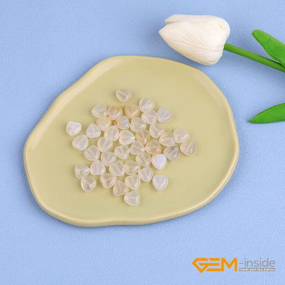 GEM-Inside 10mm Heart Charms Natural Light Gray Agate Gemstone Stone Beads for Jewelry Making Full 15" Strand Power Energy Healing Chakra Stone Beads