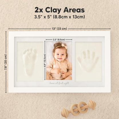 KeaBabies Baby Hand and Footprint Kit - Clay Handprint Keepsake Frame, Newborn Nursery Picture Frame, Personalized New Mom Gifts for Shower & Registry, First Mother's Day (Alpine White)