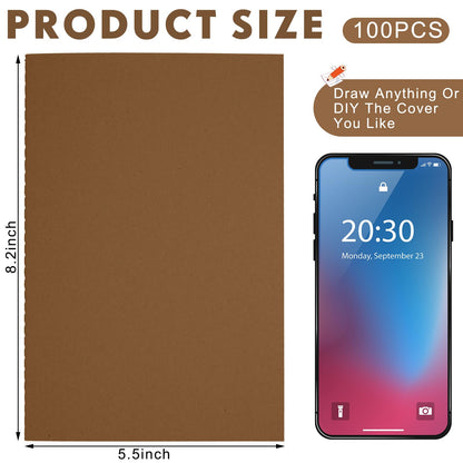 Mimorou 100 Pcs Journals Notebooks Bulk - Kraft Softcover A5 Small Notebooks 5.5 Inch x 8.3 Inch Notepads with 60 Page 30 Sheet for Writing Sketch Travel Office Supplies(Dark Brown,Lined)