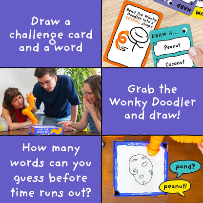 Lucky Egg Wonky Doodles – Hilarious Drawing Games for Family Game Night & Parties – Family Board Games for Adults with Wonky Doodler, 150 Word Cards & Whiteboard – Best Family Games for Ages 8+