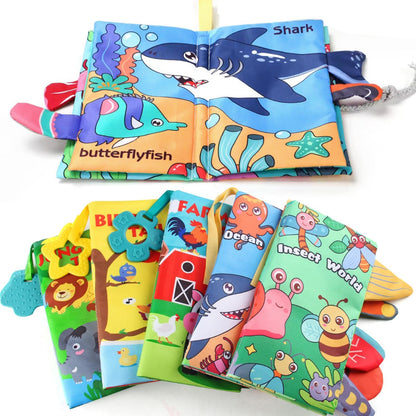GZYFUVALW Baby Cloth Book Toys with Tails, Stroller Soft Toys for Infant Baby 0-18 Months (Insects)