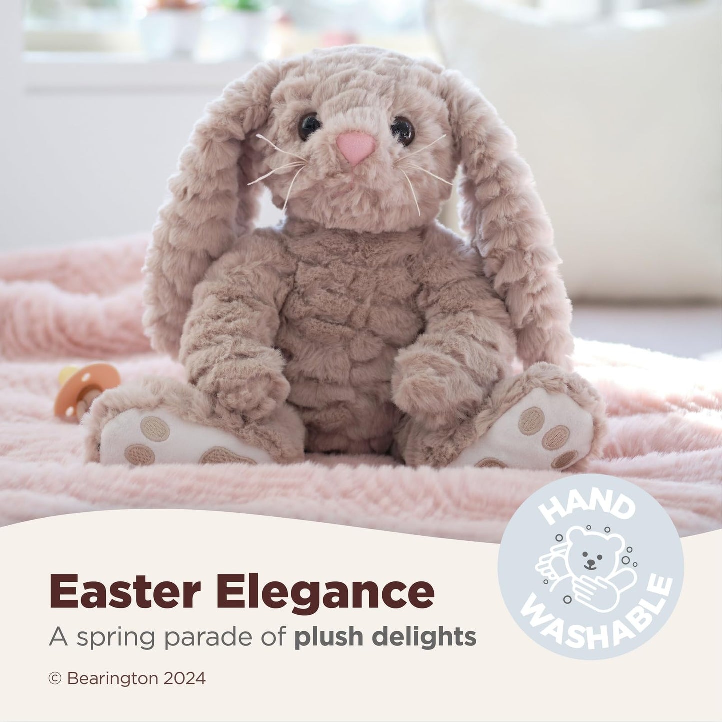 Bearington Bunny Plush Stuffed Animal - 10" Soft Taupe and White Rabbit Toy with Fluffy Fur and Long Ears - Cute Easter Bunny Plushie Gift for Kids, Toddlers, and Babies - Soft Rabbit Toy for Spring