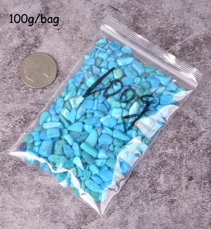 Dyed Howlite Turquoise&Dyed Green Howlite Turquoise Polished Chips Crushed Tumbled Stone Crystal Healing Embellishments 100 grams
