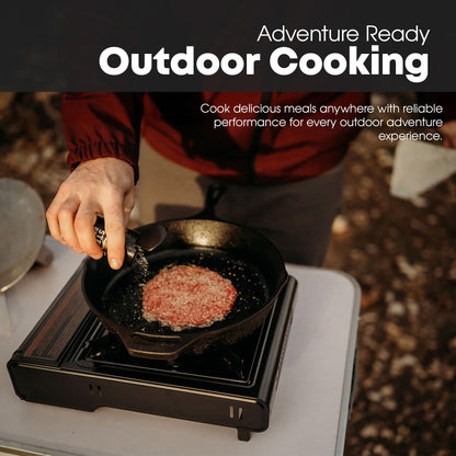 GasOne 10,000 BTU Dual Fuel Camp Stove – Butane and Propane Burner Portable Stove Camping Grill with Adjustable Heat Dial, Carry Case, Automatic Electric Ignition – Safe and Durable Construction