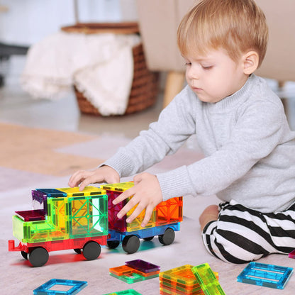 Gemmicc 4 PCS Magnetic Car Set,Magnet Construction Vehicle,Magnet Car Truck Compatible with Magnetic Tiles,STEM Educational Toys for Boys and Girls