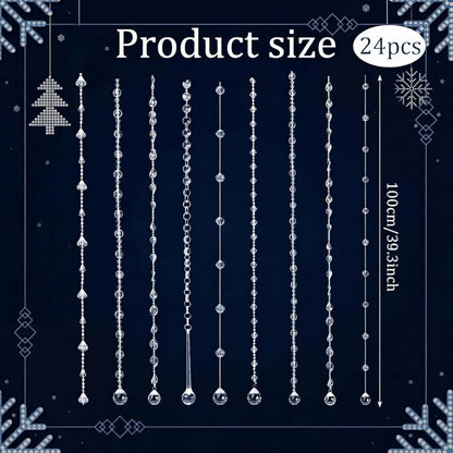 Soulchen 24 Pcs 40 Inch Clear Acrylic Crystal Garland Strands Large Hanging Chandelier Bead Chain String Wedding Icicle Drop Ornaments for Wedding Party Decor