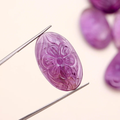 TGH Natural Amethyst Gemstones Carving Wholesale Cabochons Lot, Jewelry Making Loose Gemstone, Polished Gems, DIY, Wire Wrapping, Reiki, Wikka, Healing Crystals, Bulk Gemstone Deal, Pack Of 3