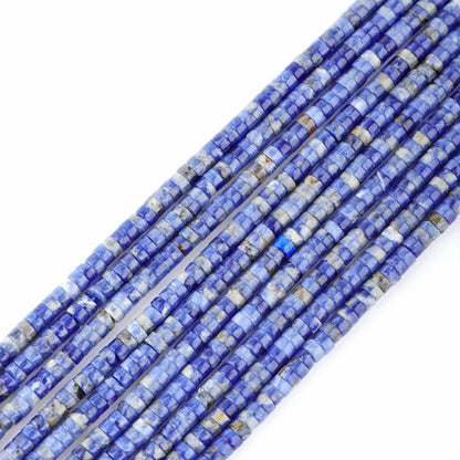 Natural Blue Sodalite Heishi Spacer Beads Loose Semi Precious Flat Round Gemstone Disc Shape Stone for Beading Jewelry Making 4x2mm 15.5"