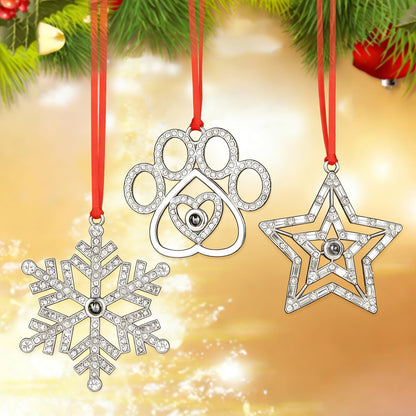 3PCS Christmas Tree Hanging Ornament Holiday Metal Xmas Tree Party Indoors Home Family Holiday Pet Party Tree Hanging Ornaments Decoration Keepsake Gifts (Multi 3)