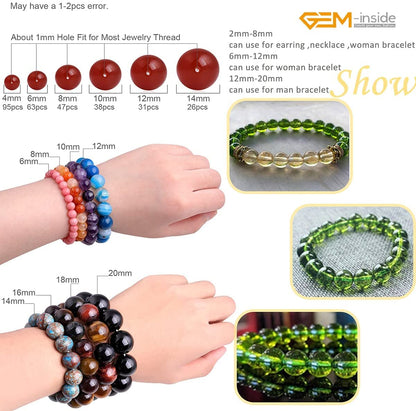 GEM-Inside Green Peridot Gemstone Loose Beads Natural Round 4mm Crystal Energy Stone Power for Jewelry Making 15''