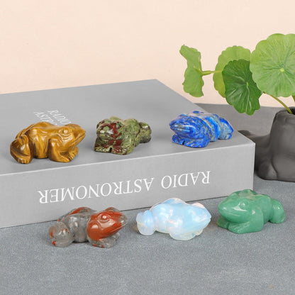 SMQ 2 Inch Crystal Frog, Natural Dragonblood Figurine, Hand Carved Statue Decor, Healing Stone Crystal Animal With Gift Box