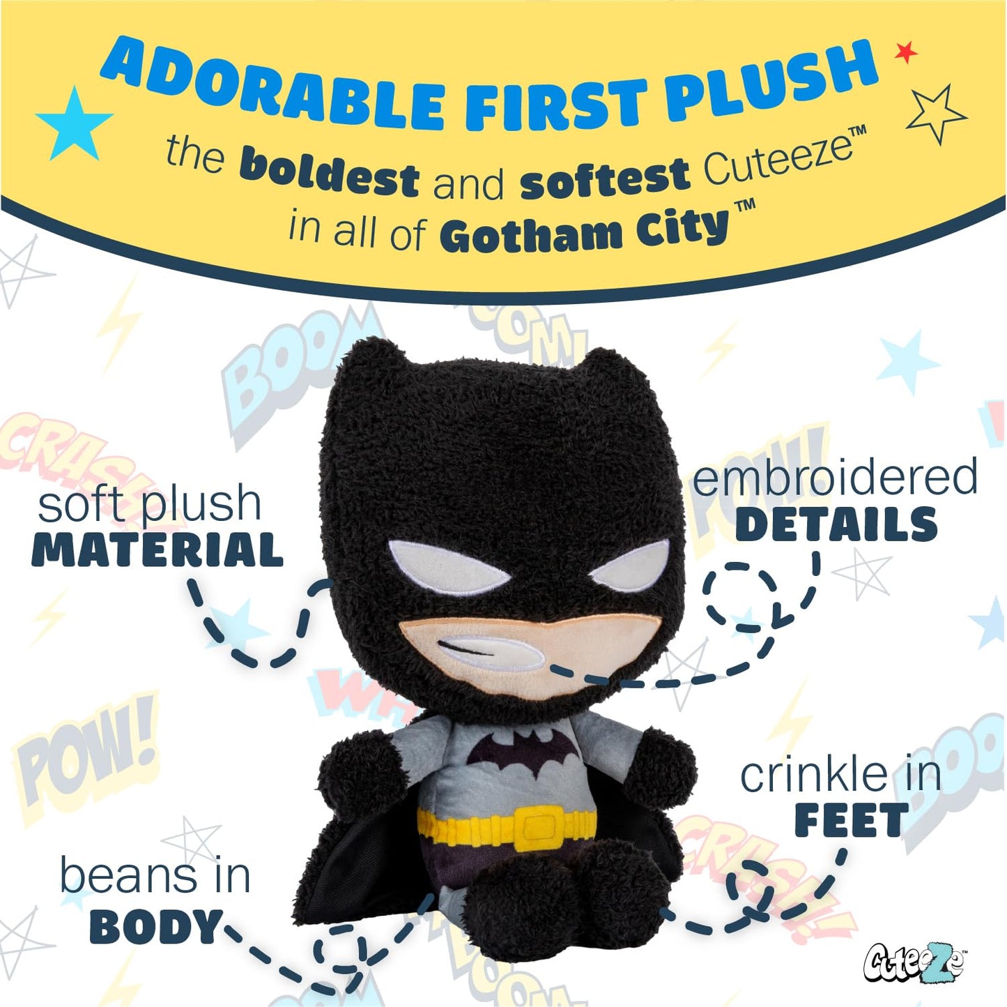 Kids Preferred WB DC Batman Cuteeze Extra Soft Plush Stuffed Superhero Toy for Baby and Toddler Boys and Girls – 12 Inch Size