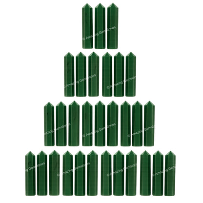 Amazing Gemstone Green Aventurine (Dark) Crystal Points Bulk Healing Crystals - Pack of 3 Single Terminated Healing Wand Point Bulk Crystals for Crafts, Crystal Grid, DIY Work - Premium Crystals