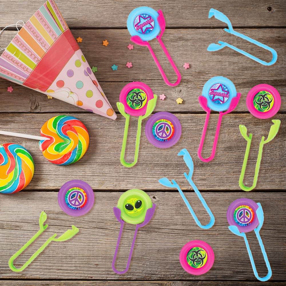 ArtCreativity Mini Disk Shooters, Set of 48, Flying Disc Toys for Kids in Assorted Designs, Cool Outdoor Toys for Boys and Girls, Goodie Bag Stuffers and Party Favors for Any Party Theme