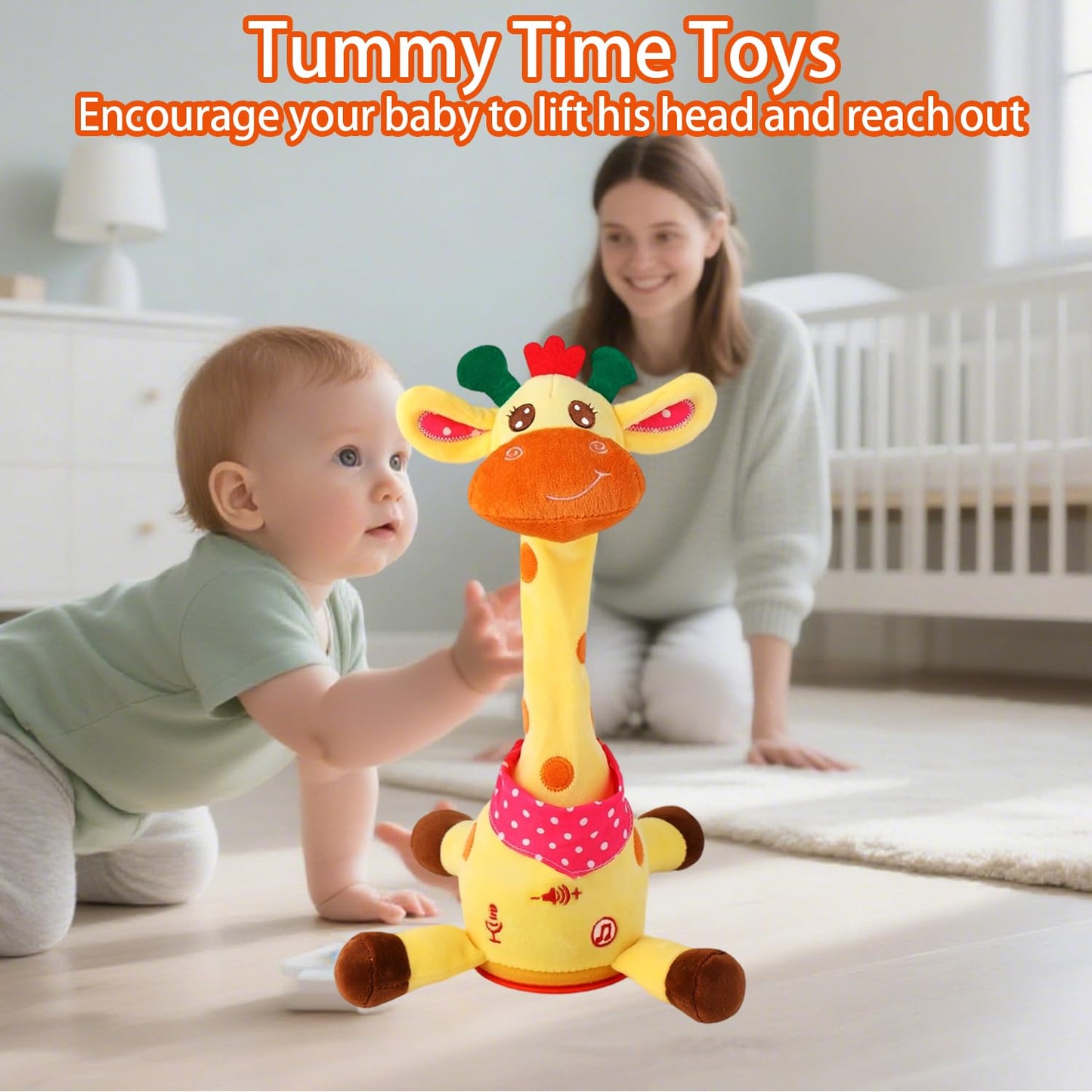 MILEGI Dancing Talking Giraffe Toy, Singing Musical Giraffe Plush Tummy Time Toys with Volume Adjustment, 10 Children's Songs Light Up Toys, Repeating What You Say, Baby Toys for Boys Girls