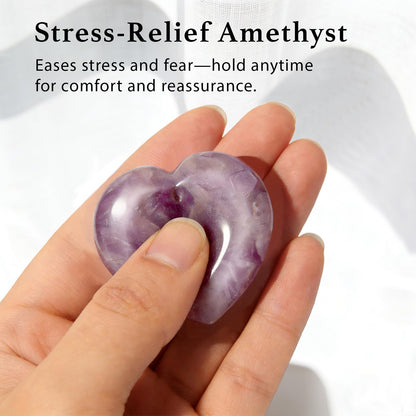 Taxhtext Anxiety Support Gift for Women - Amethyst Crystal Worry Stone, Stress Relief Thumb Stone, Thinking of You Comfort Gift, Inspirational Keepsake for Friends Family & Loved Ones (Amethyst)