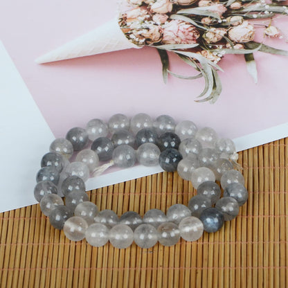 ICAI Beads（Cloudy Quartz Crystals） Natural Stone Gemstone Round Loose Beads Crystal Energy Stone Healing Power for Jewelry Making DIY,1 Strand 46-48pcs（8mm）