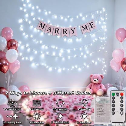 YEGUO Battery Operated String Lights, 2 Pack Each 33ft 100 LED Twinkle Fairy Lights Outdoor Waterproof, 8 Modes Clear Wire White Christmas Lights Indoor with Remote