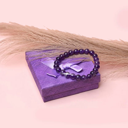 Natural Amethyst Healing Bracelet – Handmade Gemstone Jewelry for Stress Relief, Protection, Spiritual Balance & Chakra Alignment – Spiritual Gift for Women & Men, Birthday & Special Occasions