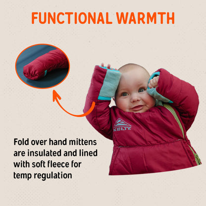 Kelty Space Cadet Infant and Toddler Sized Arms-Out Sleeping Bag, 30-40F Degree Rated, 8M-4T, Fleece-Lined Hand Covers (40F / 2-4T)