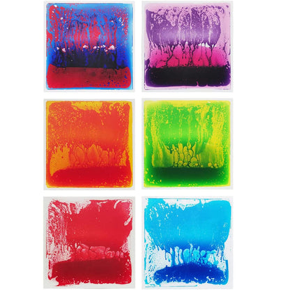 Art3d 6-Tile Sensory Room Tile Multi-Color Exercise Mat Liquid Encased Floor Playmat Kids Play Floor Tile, 19.7" Large Tile 16 Sq.Ft