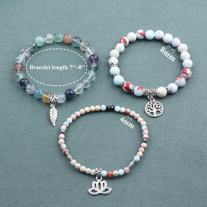 UEUC Tree of Life Yoga Healing Stone Bracelets, Multilayer Lotus Chakra Stone Reiki Bracelet Sets, Anxiety Crystal Natural Stone,for Women Stress Relief(#145)