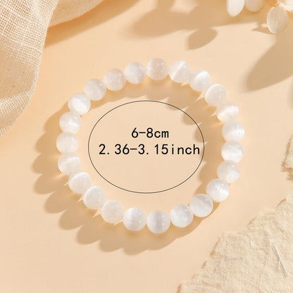 Crystal Vibe Purification Bracelet – Selenite Bracelet for Cleansing Peace – Natural 8mm Healing Gemstone Beaded Bracelet