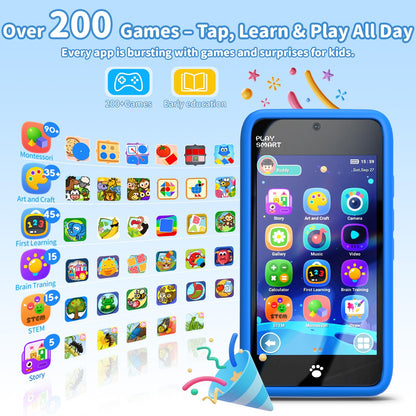 MOMILLA Toys Kids Smart Phone, 3.97" Screen Dual Cameras w/ 21 Stickers, Birthday Gifts for Kids, 16GB Toddler Learning Cell Phone with Games, Boys Girls Toys for Age 3 4 5 6 7 8 9 Year Old