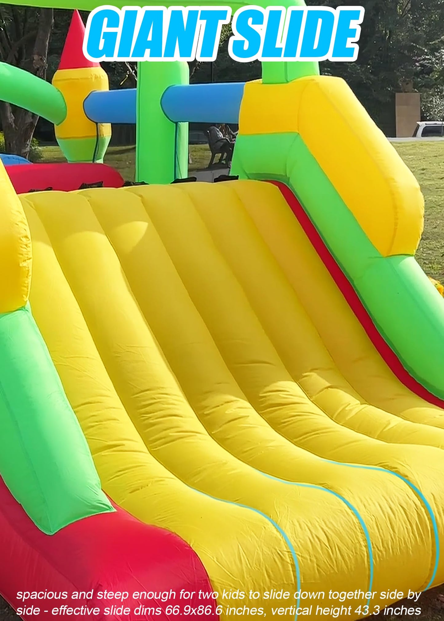 Whubefy 18x8.2FT Giant Inflatable Bounce House Obstacle Course for Big Kids 3-6 8-12 with Extra Large Slide, Racing Crawl Tunnels, Blow Up Race Track Bouncy Castle w/ 680W Blower for Backyard Outdoor
