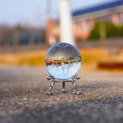 2.3in Sparkling Clear Crystal Ball with Stand 60mm Handcrafted Photography Prop for Magical Shots Elegant Home & Party Decor for Women