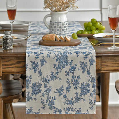 Artoid Mode Monochrome Sketch Branch Toile Textures Chinoiserie Cotton Dark Grey Table Runner, Seasonal Spring Summer Kitchen Dining Table Decoration for Home Party Decor 13x48 Inch
