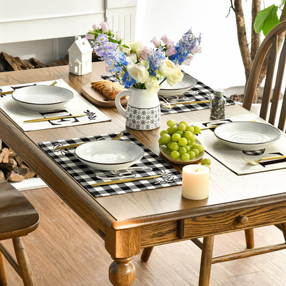 Artoid Mode Love Family Together Home Buffalo Plaid Placemats for Dining Table, 12 x 18 Inch Holiday Vintage Thanksgiving Washable Table Mat Set of 4
