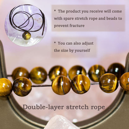 DAZCOLO 8mm Natural Gemstone Stretch Bracelet, Handmade Unisex Crystal Bracelets for Meditation, Yoga, Spiritual Healing & Positive Energy (Golden Tiger Eye)